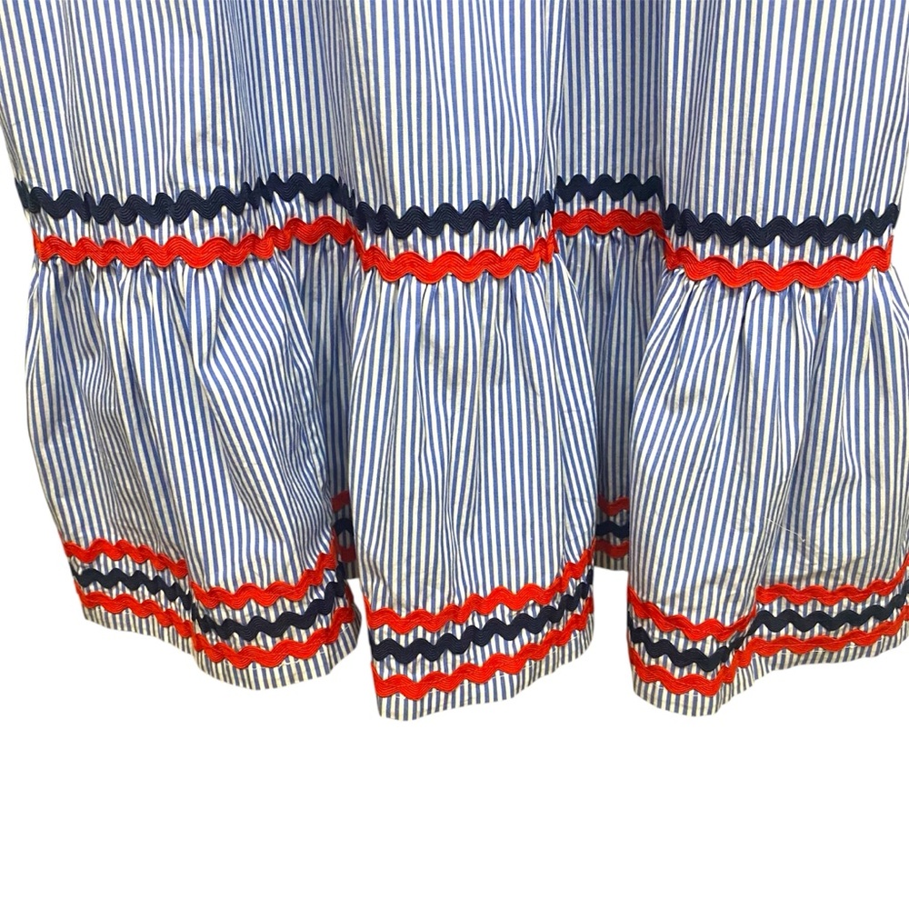 J. Crew Striped Maxi Dress Red and Navy Rick Rack Trim Size 14 Backyard BBQ - Picture 7 of 7